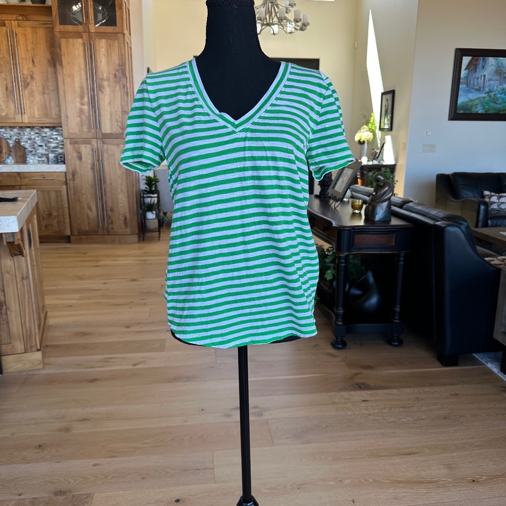 LOFT Striped Everyday V-Neck Tee